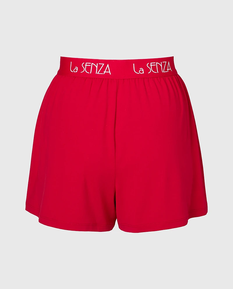 Brush Jersey Shorts with art deco logo Crimson