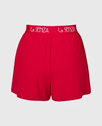 Brush Jersey Shorts with art deco logo Crimson