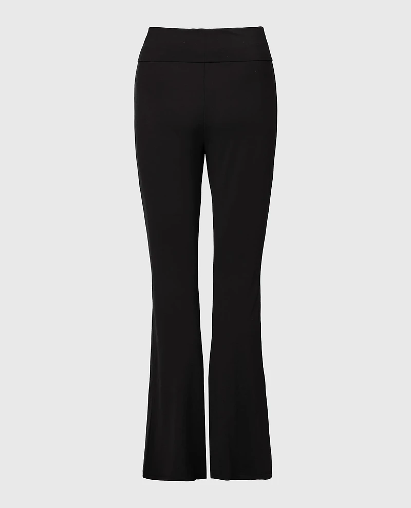 Brushed Jersey Fold over flare leg pant Tuxedo Black