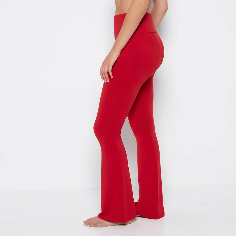 La Senza | Brushed Jersey Fold over flare leg pant in Crimson | Polyester | Crimson | XL