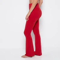 La Senza | Brushed Jersey Fold over flare leg pant in Crimson | Polyester | Crimson | XL