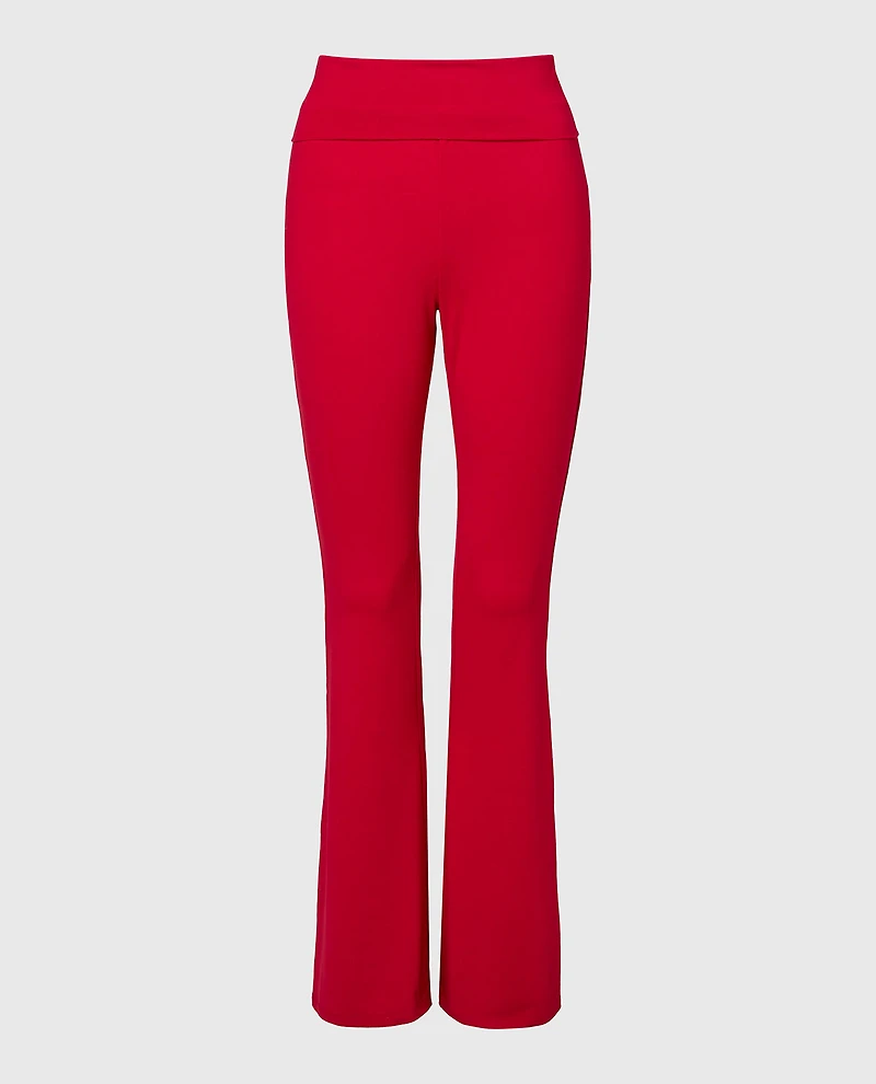 Brushed Jersey Fold over flare leg pant Crimson