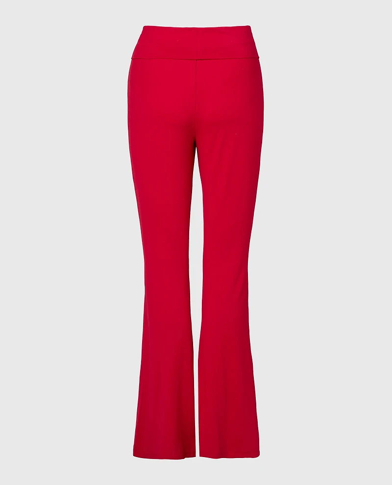 Brushed Jersey Fold over flare leg pant Crimson