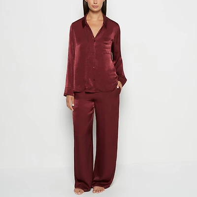 Satin Sleep shirt with button front Russian Ruby