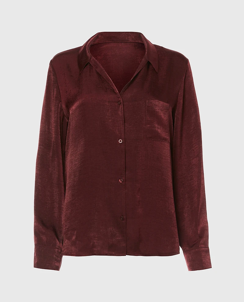 Satin Sleep shirt with button front Russian Ruby