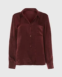 Satin Sleep shirt with button front Russian Ruby