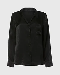 Satin Sleep shirt with button front Tuxedo Black