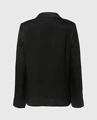 Satin Sleep shirt with button front Tuxedo Black