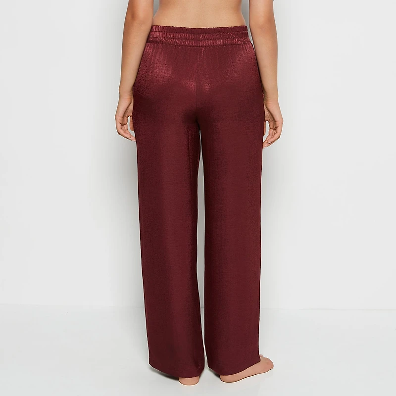 Satin Sleep Pant with button Front Russian Ruby