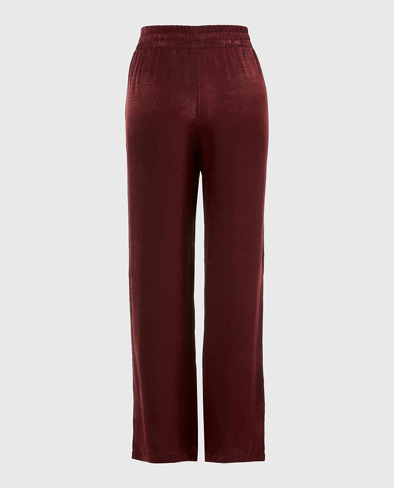 Satin Sleep Pant with button Front Russian Ruby