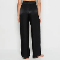 Satin Sleep Pant with button Front Tuxedo Black
