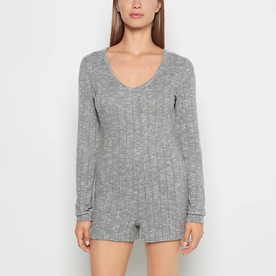 Placket Front Onesie Light Grey Cozy