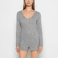 Placket Front Onesie Light Grey Cozy