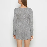 Placket Front Onesie Light Grey Cozy