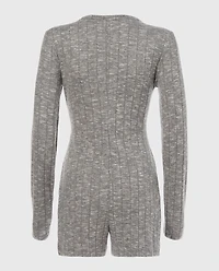 Placket Front Onesie Light Grey Cozy