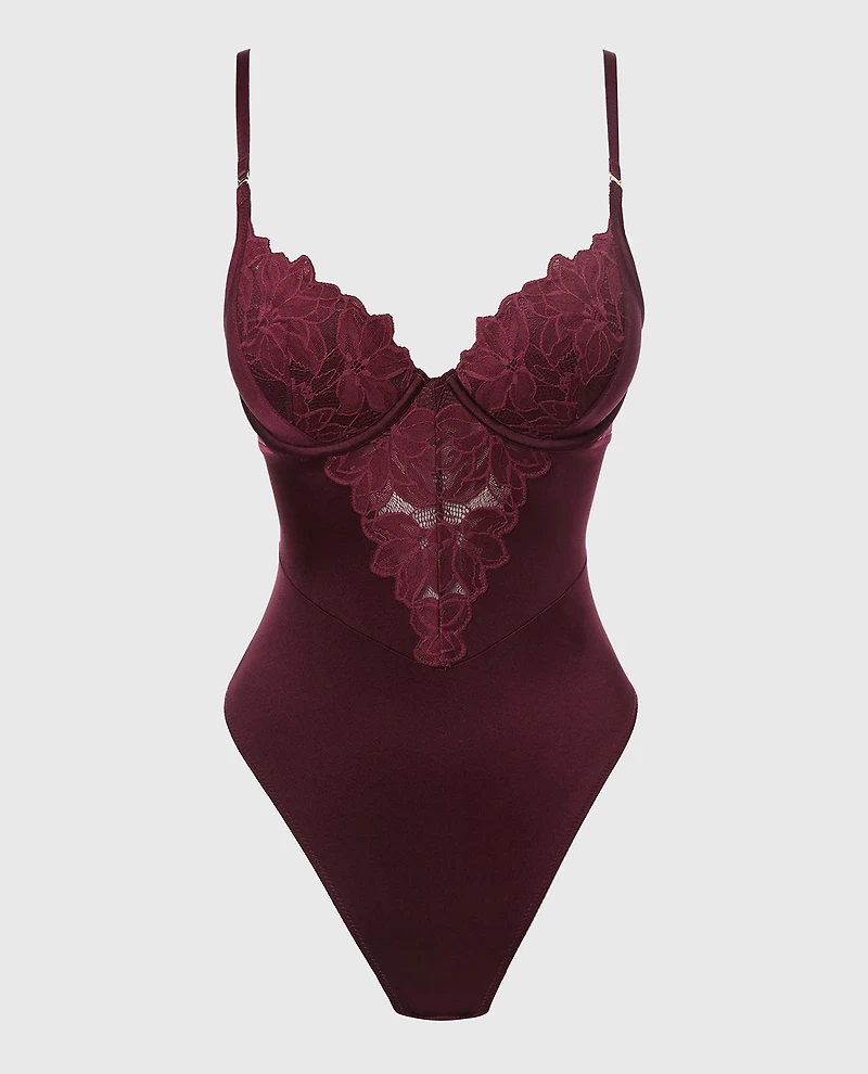Push Up Demi bodysuit with reverie lace cup Russian Ruby