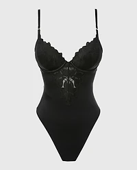 Push Up Demi bodysuit with reverie lace cup Tuxedo Black