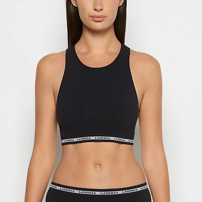 Seamless Crop Top Tuxedo Black