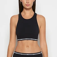 Seamless Crop Top Tuxedo Black