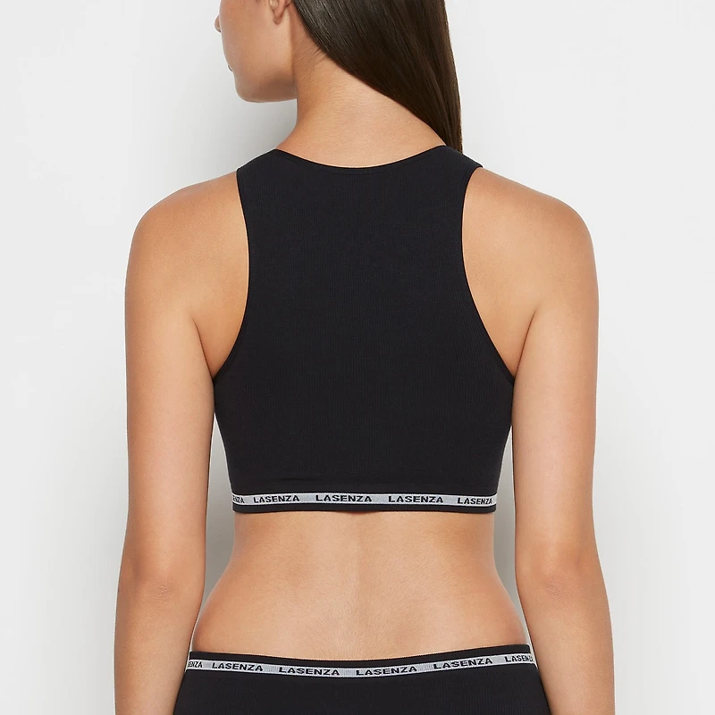 Seamless Crop Top Tuxedo Black