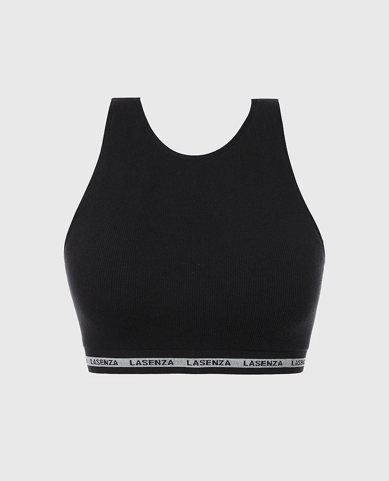 Seamless Crop Top Tuxedo Black