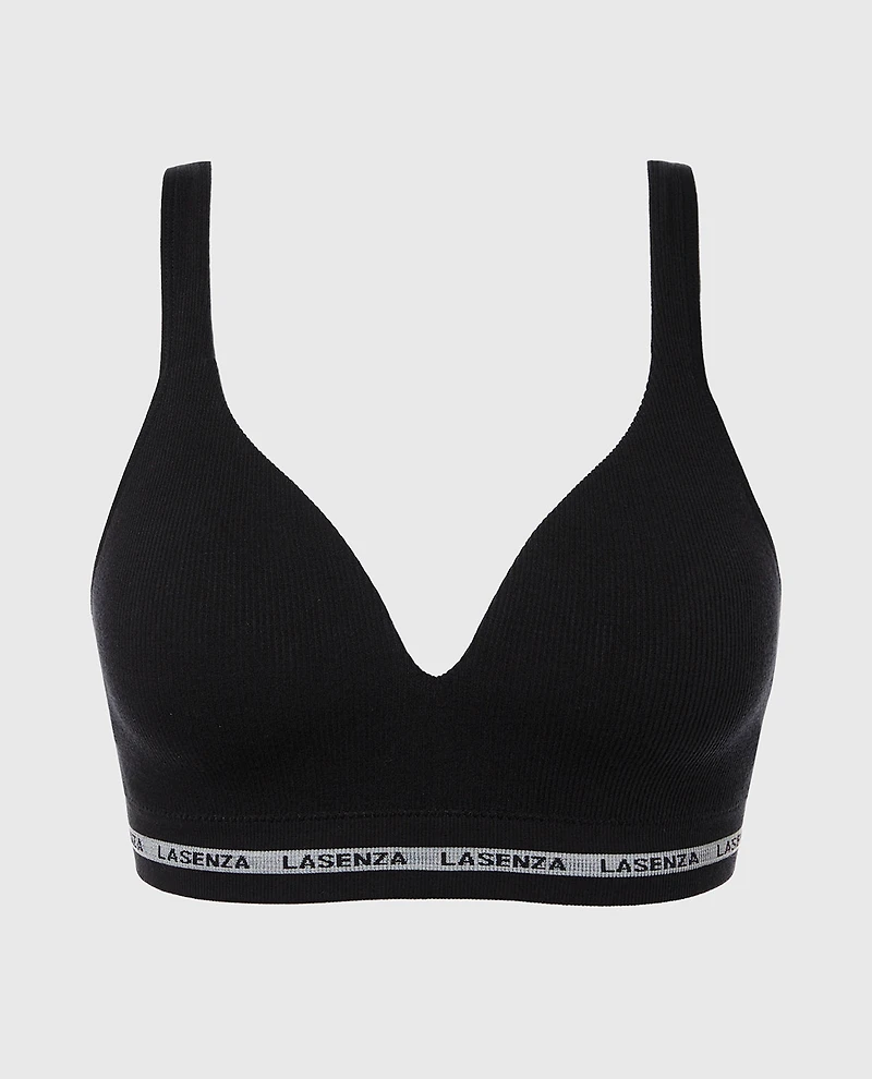 Seamless Triangle Padded Bra Tuxedo Black