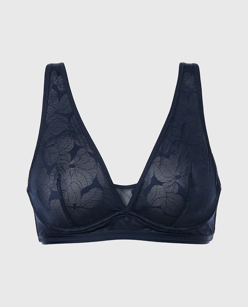 Lined Wired Triangle Bralette Navy