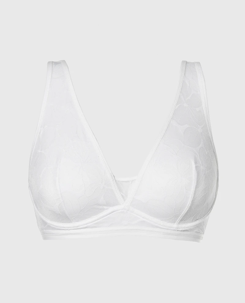 Lined Wired Triangle Bralette Powdered Sugar
