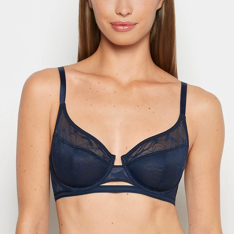 La Senza | Unlined Wired Triangle Bralette Navy Lace Bright