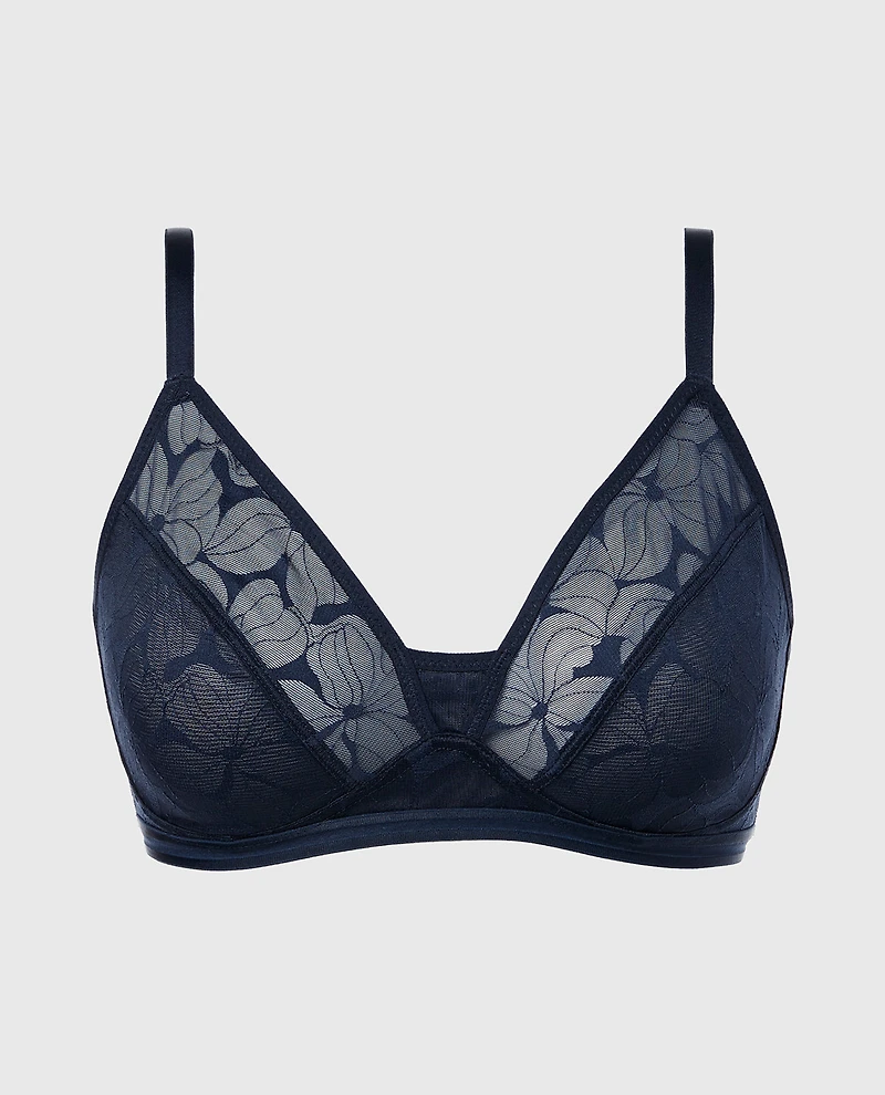 Lined Triangle Bralette Navy