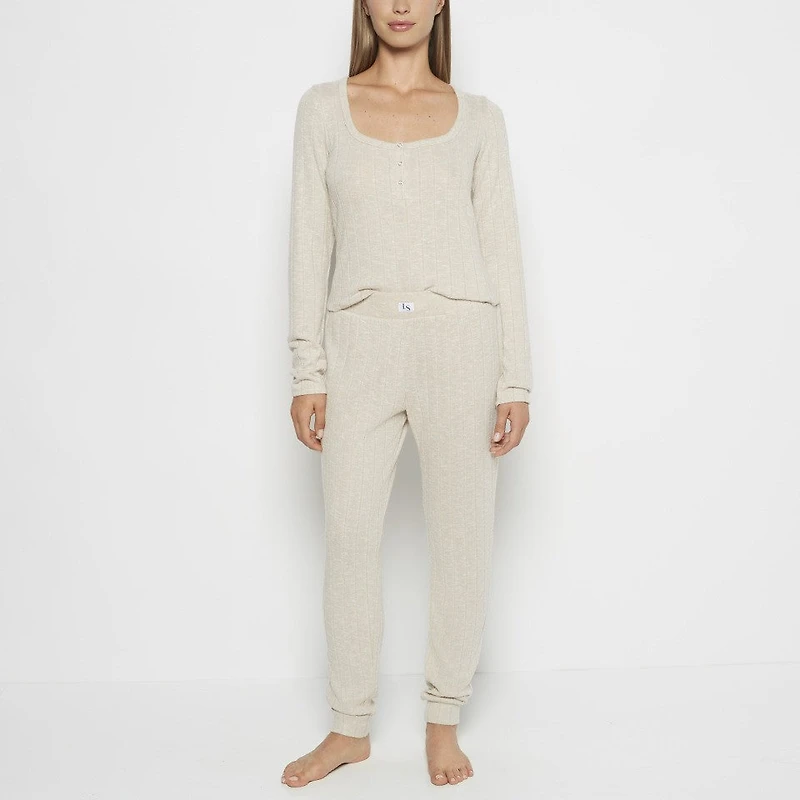 PJ Set with LS Logo Patch Cozy Light Oatmeal