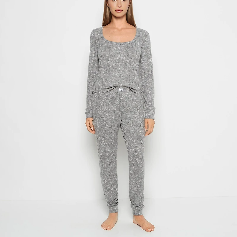 PJ Set with LS Logo Patch Light Grey Cozy