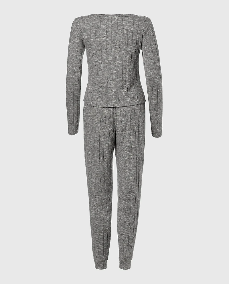 PJ Set with LS Logo Patch Light Grey Cozy