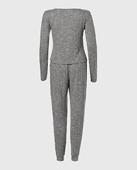 PJ Set with LS Logo Patch Light Grey Cozy