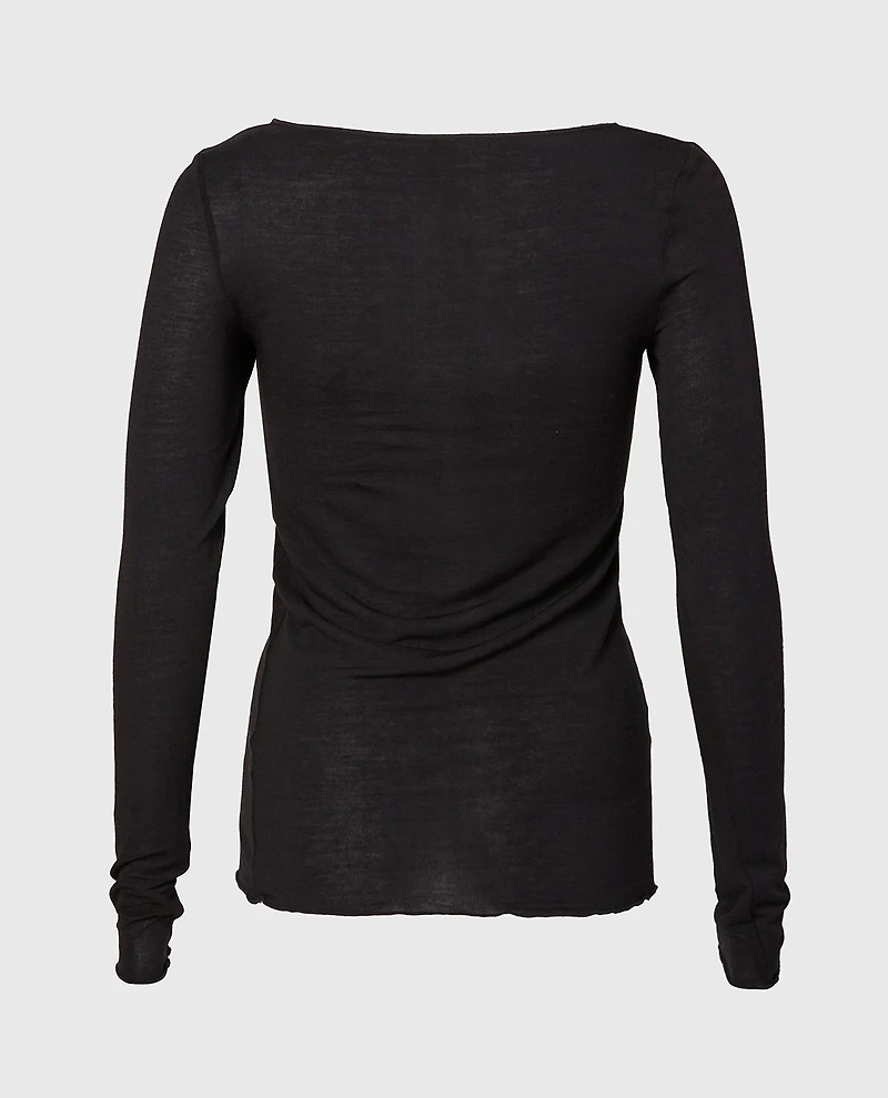 Long Sleeve Modal/Cashmere Tuxedo Black