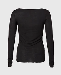 Long Sleeve Modal/Cashmere Tuxedo Black