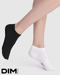 Pack of 2 Cotton Ankle Socks Black and White