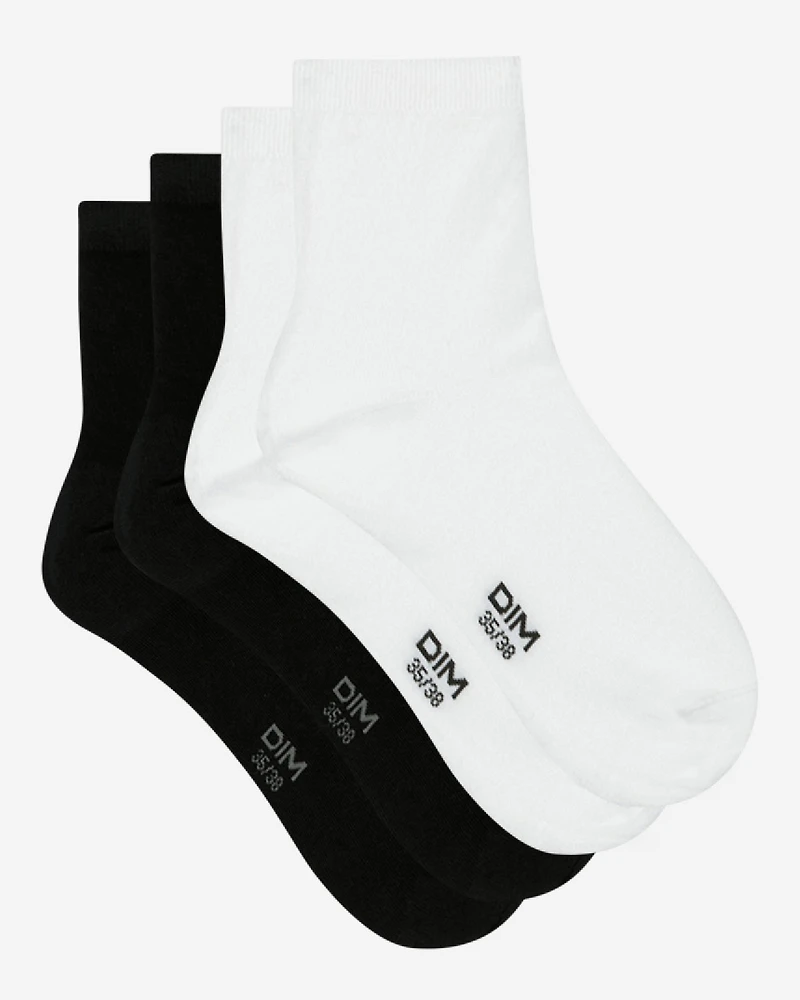 Pack of 2 Cotton Socks Black and White