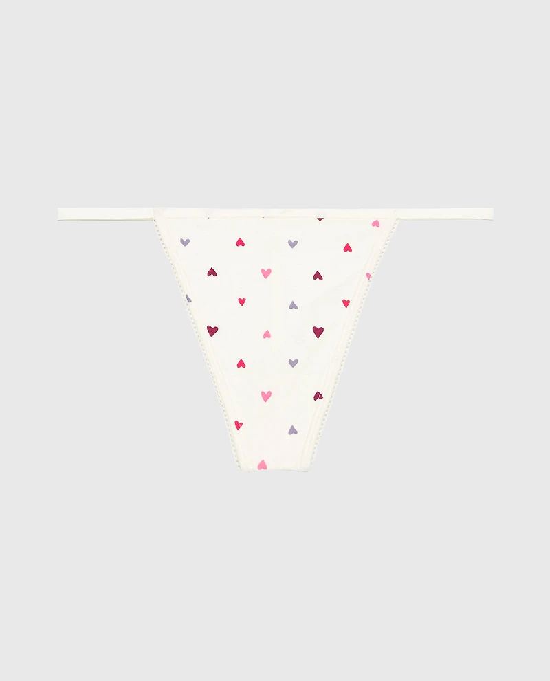 G-String Cotton Panty and Picot Trim Tossed Heart
