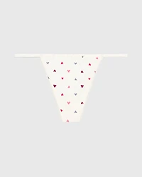 G-String Cotton Panty and Picot Trim Tossed Heart