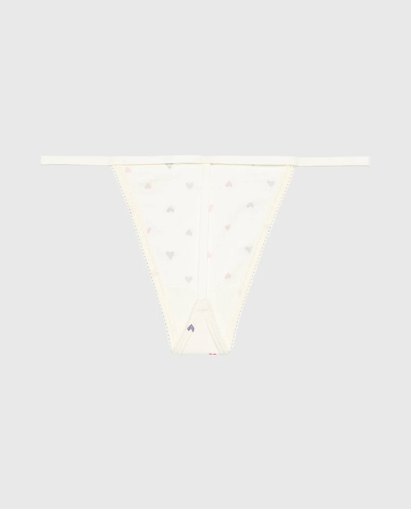 G-String Cotton Panty and Picot Trim Tossed Heart