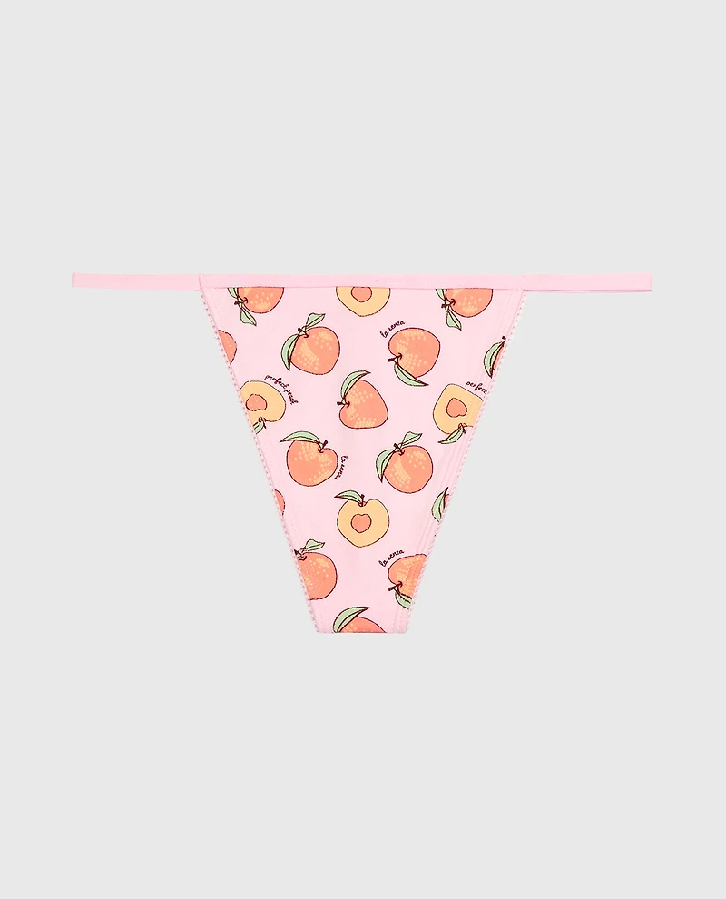 G-String Cotton Panty and Picot Trim Perfect Peach