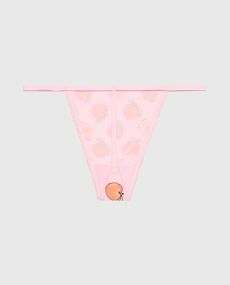 G-String Cotton Panty and Picot Trim Perfect Peach