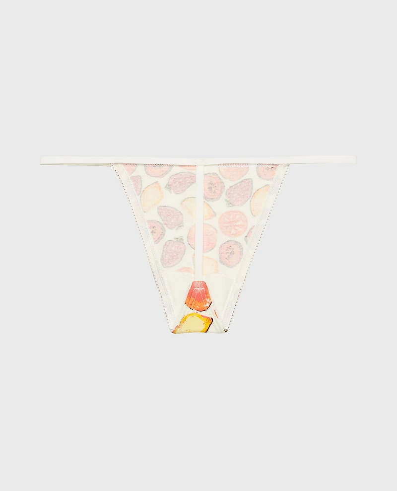 G-String Cotton Panty and Picot Trim Tropical Fruit