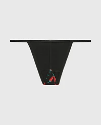 G-String Cotton Panty and Picot Trim Hot Chili Peppers