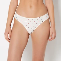 Thong Cotton Panty and Picot Trim Tossed Heart