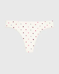 Thong Cotton Panty and Picot Trim Tossed Heart