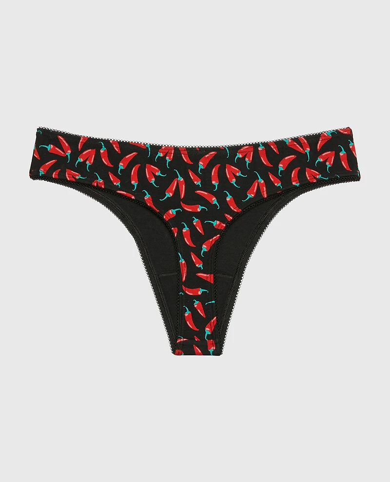 Tanga en coton avec bordure festonnée piments forts