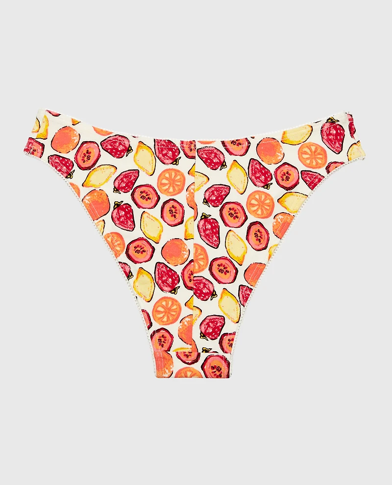 Mini Cheeky Cotton Panty and Picot Trim Tropical Fruit