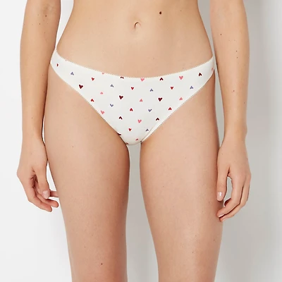 La Senza | Bikini Cotton Panty and Picot Trim in Tossed Heart | Cotton | Tossed Heart | S